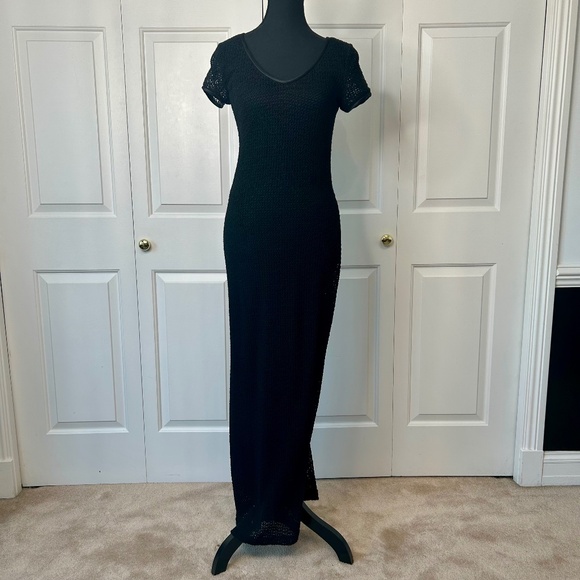 JSC Black Crochet Long Dress Size 6 -Like New - Picture 1 of 12